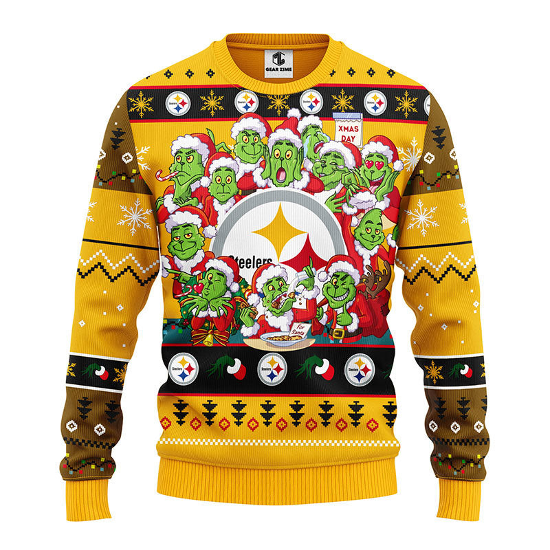 Pittsburgh Steelers 12 Grinch Xmas Day Ugly Christmas Sweater