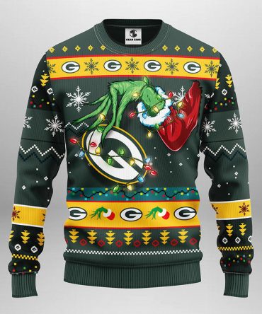 Green Bay Packers Grinch Ugly Christmas Sweater, Grinch Xmas Sweater
