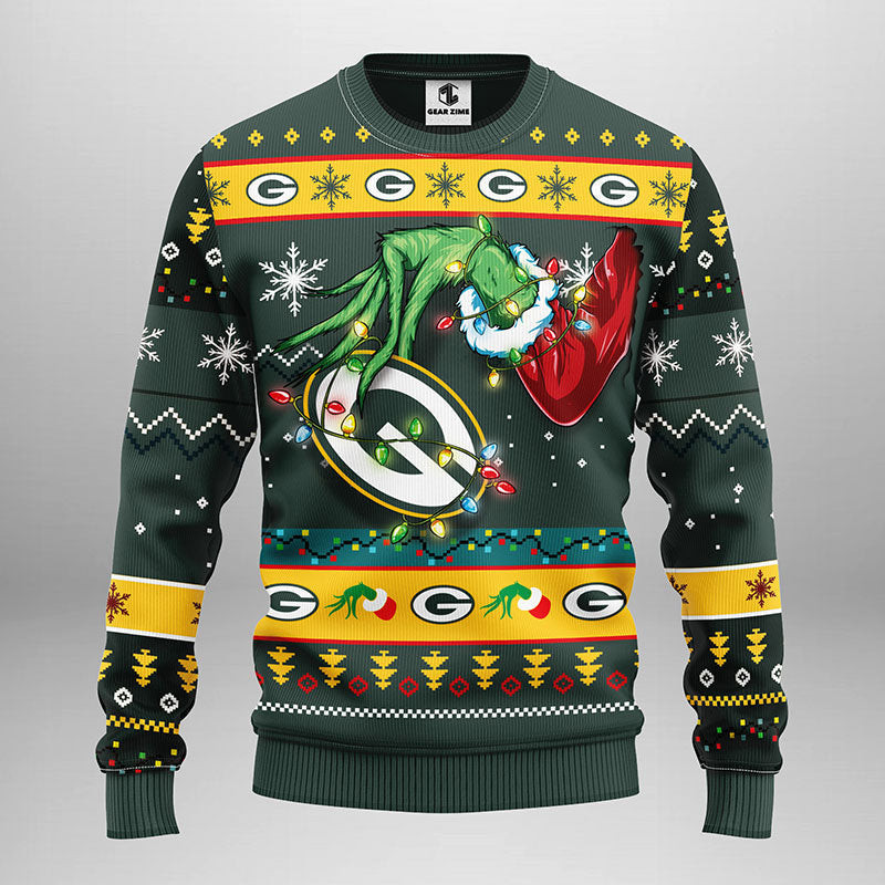 Green Bay Packers Grinch Ugly Christmas Sweater, Grinch Xmas Sweater