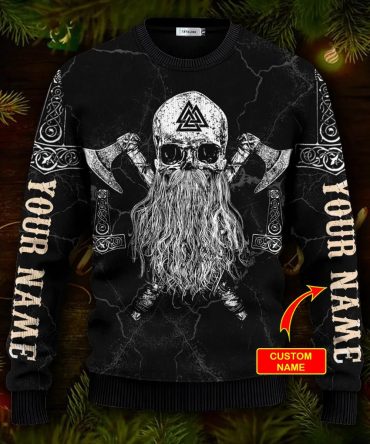 Sons Of Odin Valhalla Custom Name Viking Ugly Christmas Sweater