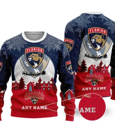 NHL Florida Panthers Personalized Name Christmas Ugly Sweater Design ST2306