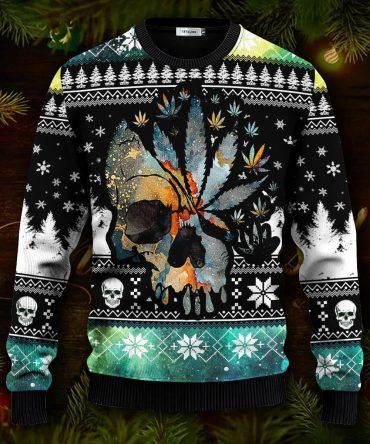 Native American Chief Christmas Pattern Skull Ugly Christmas Sweater