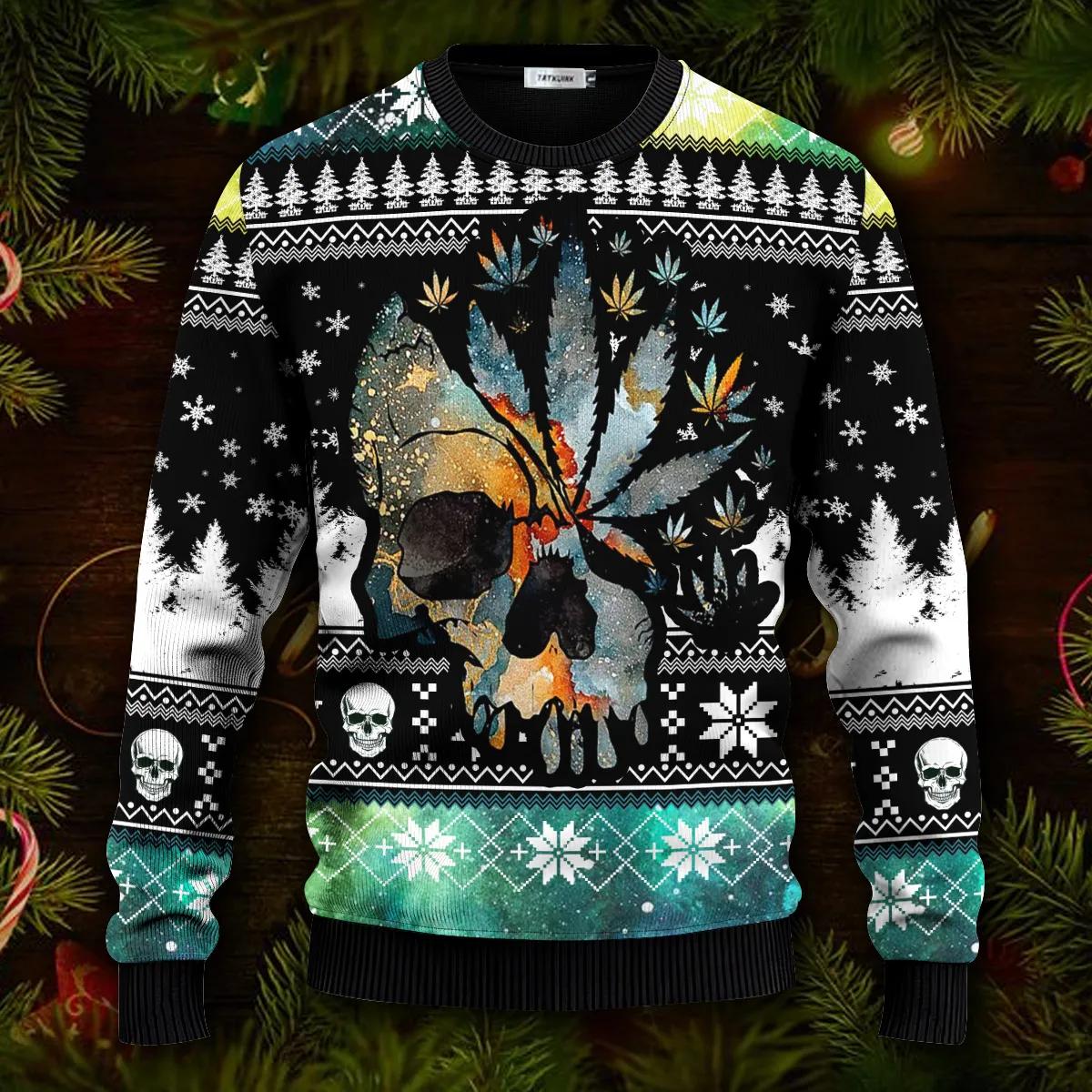Native American Chief Christmas Pattern Skull Ugly Christmas Sweater