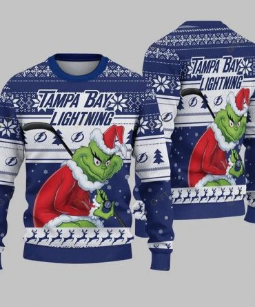 Tampa Bay Lightning Grinch Stolen Ugly Christmas Sweater, NHL Christmas Sweater