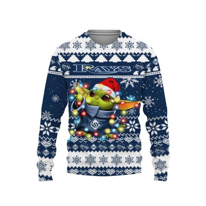 Tampa Bay Rays Baby Yoda Star Wars Ugly Christmas Sweater, MLB Christmas Sweater
