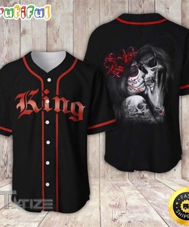 Tattoo King And Queen Skull Couple Baseball Jersey Baseball Shirt