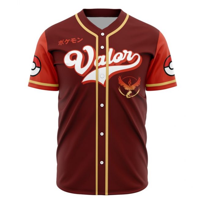Team Valor Inspired Baseball Jersey - Stylish Pokémon Go Fan Apparel - Men'S Red Button-Up