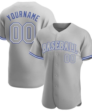 Team Jerseys Baseball, Custom Gray Gray Royal Authentic Baseball Jersey, Logo Baseball Jersey