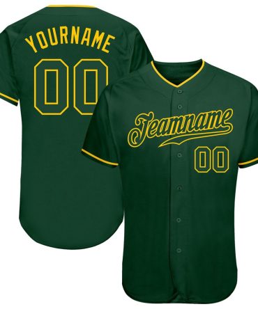 Team Jerseys Baseball, Custom Green Green Gold Authentic Baseball Jersey, Logo Baseball Jersey