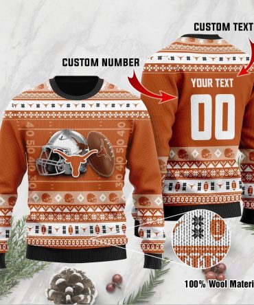 Texas Longhorns Personalized Ugly Christmas Sweater, NCAA Christmas Sweater