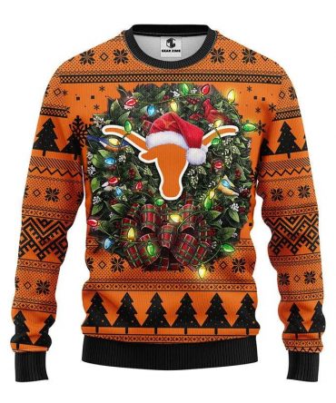 Texas Longhorns Santa Hat Ugly Christmas Sweater, NCAA Christmas Sweater