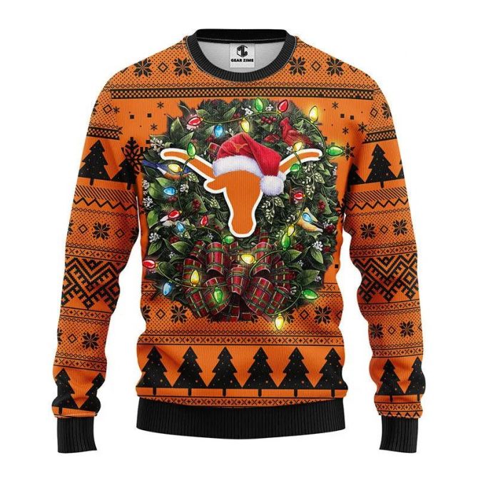 Texas Longhorns Santa Hat Ugly Christmas Sweater, NCAA Christmas Sweater