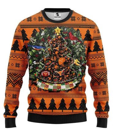 Texas Longhorns Tree Ball Ugly Christmas Sweater, NCAA Christmas Sweater