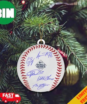 Texas Rangers Authentic 2023 World Series Champions Logo Rawlings Baseball With Multiple Signatures Limited Edition Christmas Ornament
