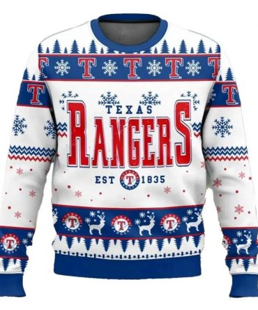 Texas Rangers Est 1835 Mlb Ugly Christmas Sweater, MLB Christmas Sweater