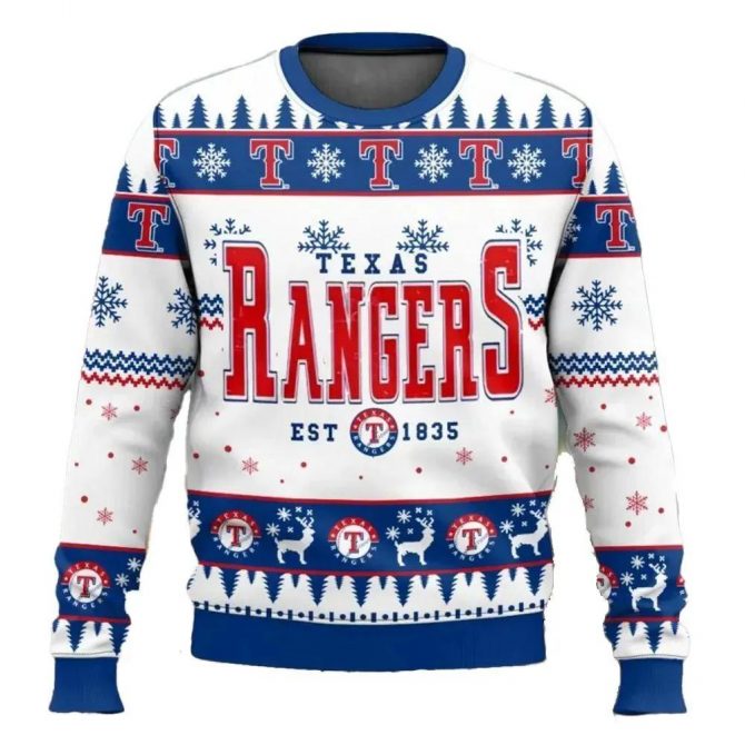 Texas Rangers Est 1835 Mlb Ugly Christmas Sweater, MLB Christmas Sweater