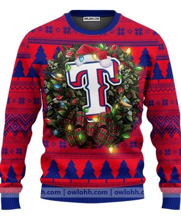 Texas Rangers Santa Hat Ugly Christmas Sweater, MLB Christmas Sweater