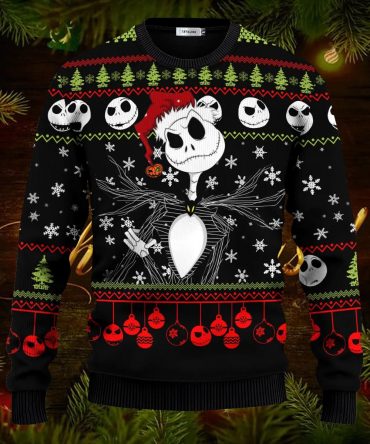 The Nightmare Before Christmas Jack Skellington Ugly Christmas Sweater, Skeleton Sweater