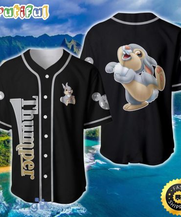 Thumper Rabbit Bambi Gray Black Beigei Patterns Disney Baseball Jersey