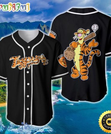 Tigger Winnie Pooh Orange Black Cute Disney Unisex Baseball Jersey Personalized
