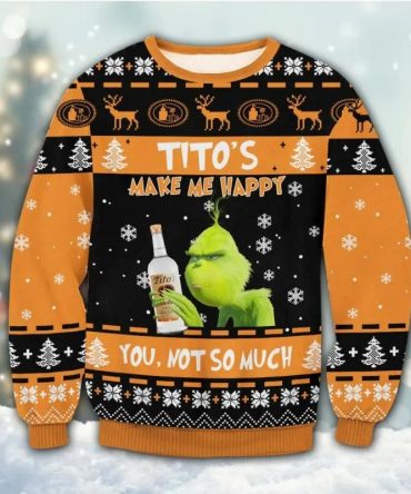 Tito?s Grinch Happy Ugly Sweater, Grinch Holiday Sweater