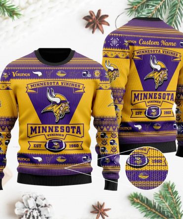 Minnesota Vikings  Custom Name Personalized Ugly Christmas Sweater