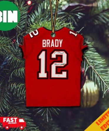 Tom Brady Tampa Bay Buccaneers Super Bowl LV Champions Signatures Jersey Christmas Tree Decorations 2023 Ornament