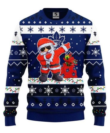 Toronto Maple Leafs Dabbing Santa Claus Ugly Christmas Sweater, NHL Christmas Sweater