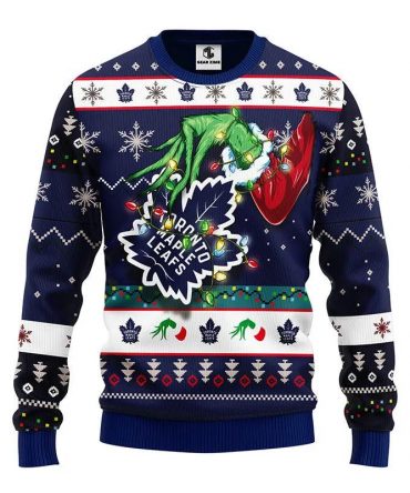 Toronto Maple Leafs Grinch Ugly Christmas Sweater, NHL Christmas Sweater