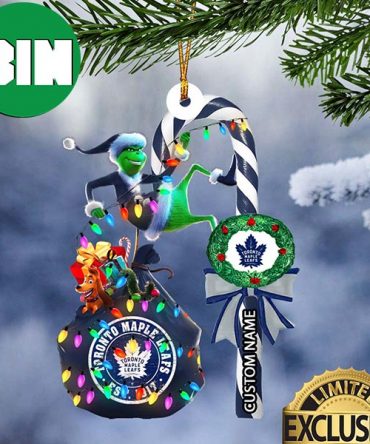 Toronto Maple Leafs NHL Grinch Candy Cane Custom Name Xmas Gifts Christmas Tree Decorations Ornament
