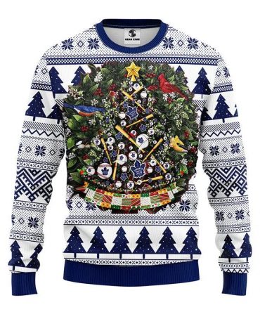 Toronto Maple Leafs Tree Ball Ugly Christmas Sweater, NHL Christmas Sweater