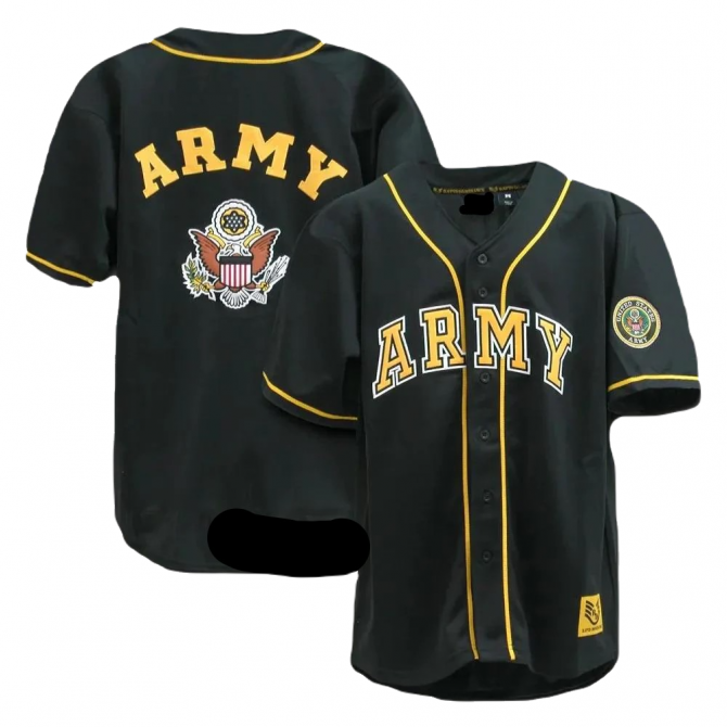 Stylish Black Army Baseball Jersey - Military Pride Apparel For Men & Women