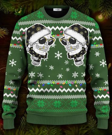 Cool Twins Santa Skull Ugly Christmas Sweater