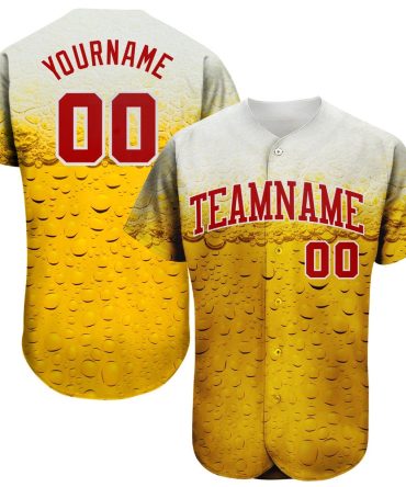 USA Baseball Jersey, Custom 3D Pattern Design Bubble Of Beer In Glass Authentic Baseball Jersey, Team Jerseys Baseball