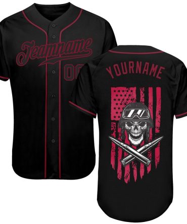 USA Baseball Jersey, Custom 3D Pattern Design Soldier Skull On American Flag Authentic Baseball Jersey, Team Jerseys Baseball