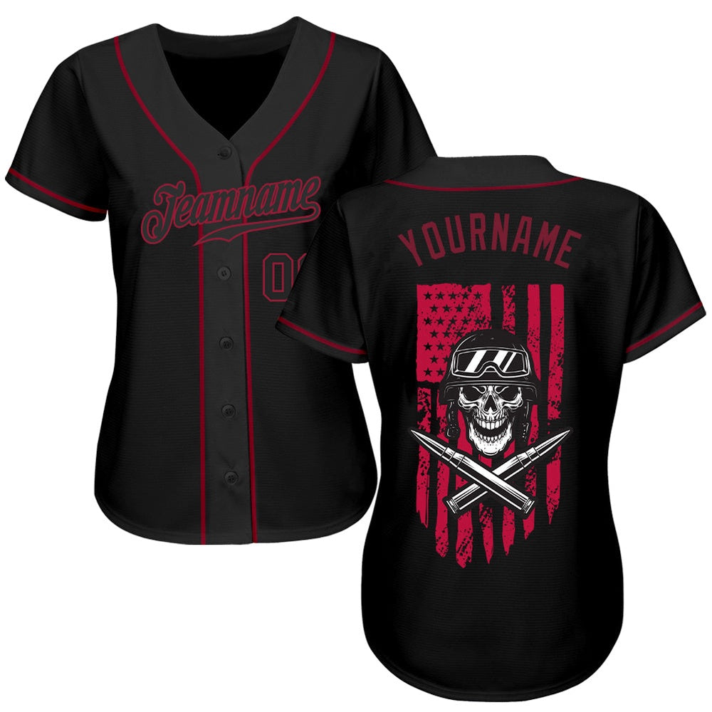 USA Baseball Jersey, Custom 3D Pattern Design Soldier Skull On American Flag Authentic Baseball Jersey, Team Jerseys Baseball - Image 2