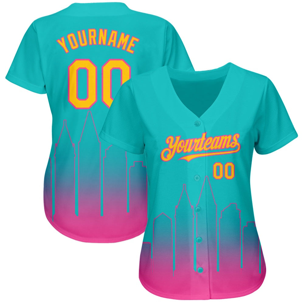 USA Baseball Jersey, Custom Aqua Yellow Pink 3D San Diego City Edition Fade Fashion Authentic Baseball Jersey, Team Jerseys Baseball - Image 2