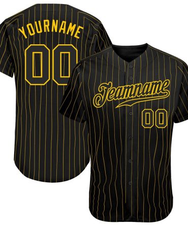 USA Baseball Jersey, Custom Black Gold Pinstripe Black Gold Authentic Baseball Jersey, Team Jerseys Baseball