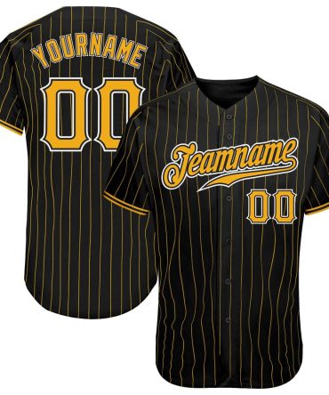 USA Baseball Jersey, Custom Black Gold Pinstripe Gold White Authentic Baseball Jersey, Team Jerseys Baseball