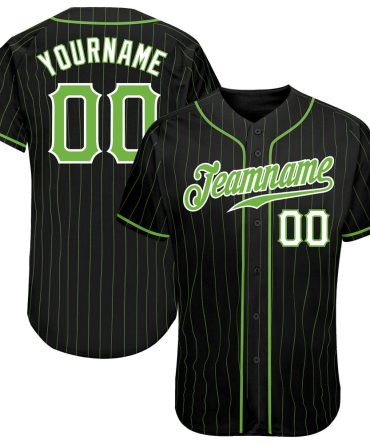USA Baseball Jersey, Custom Black Neon Green Pinstripe Neon Green White Authentic Baseball Jersey, Team Jerseys Baseball
