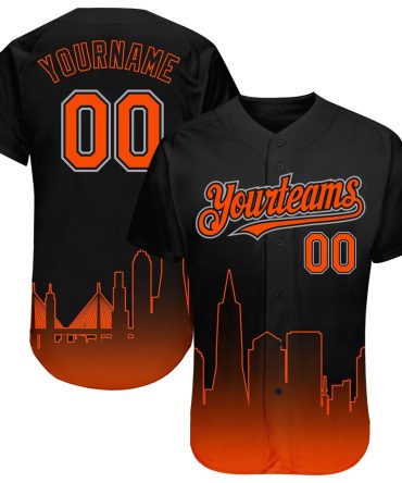 USA Baseball Jersey, Custom Black Orange Gray 3D San Francisco City Edition Fade Fashion Authentic Baseball Jersey, Team Jerseys Baseball