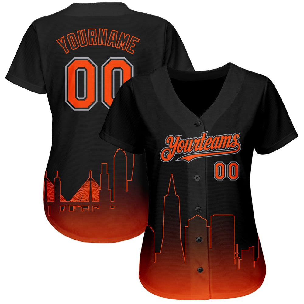 USA Baseball Jersey, Custom Black Orange Gray 3D San Francisco City Edition Fade Fashion Authentic Baseball Jersey, Team Jerseys Baseball - Image 2