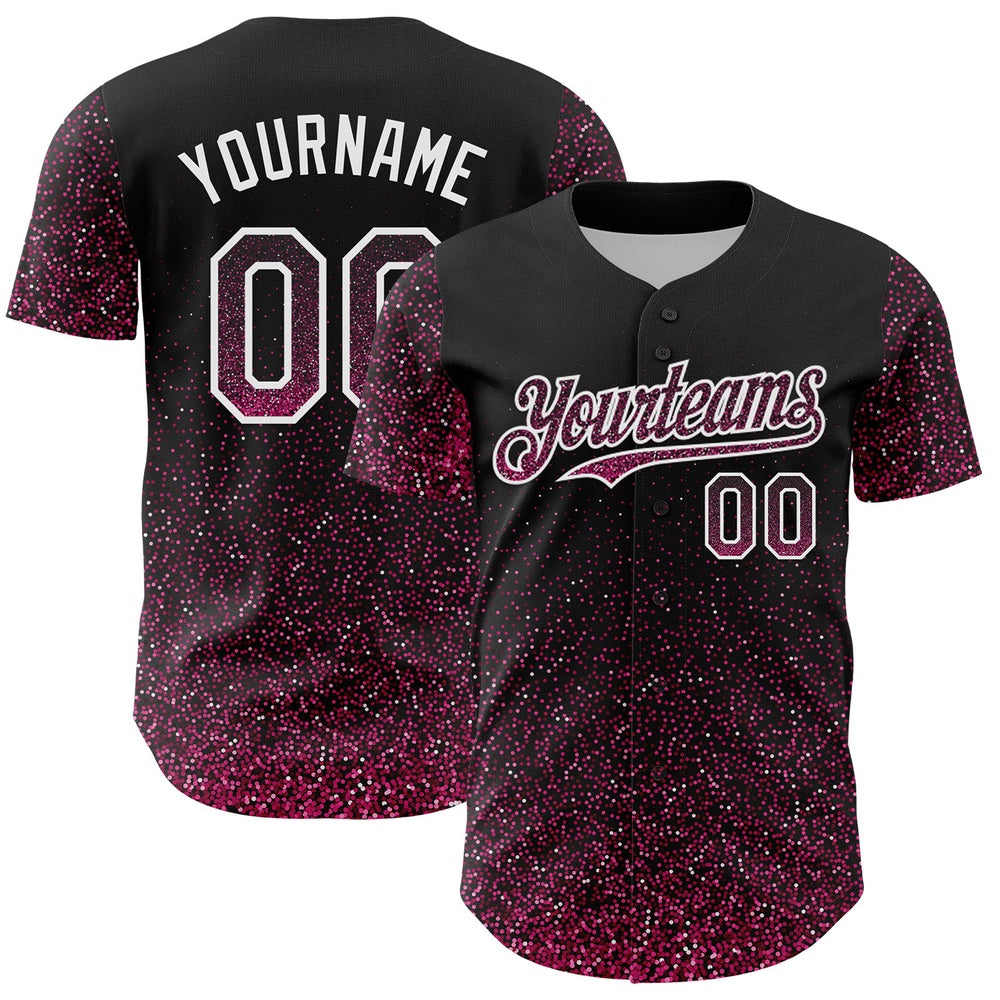 USA Baseball Jersey, Custom Black Pink White 3D Pattern Design Abstract Colorful Glittering Dot Authentic Baseball Jersey, Team Jerseys Baseball