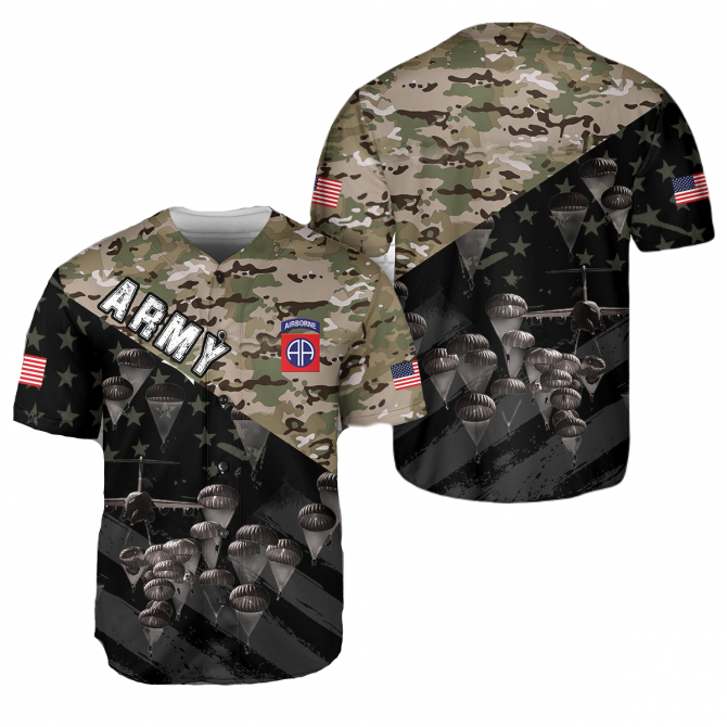 Patriotic Camo Army Shirt - Airborne Paratrooper Design, Usa Flag, Military Apparel