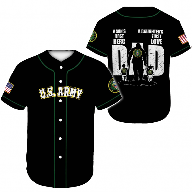 U.S. Army Baseball Jersey - Hero Dad Design , Perfect Gift For Military Fathers