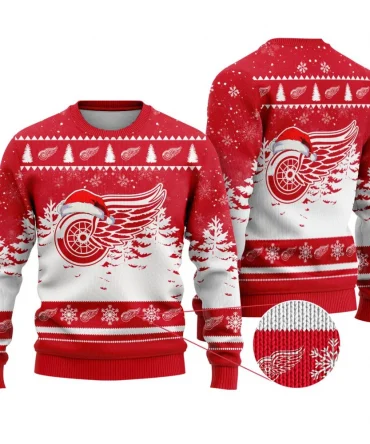 NHL Detroit Red Wings Personalized Name Christmas Design Ugly Sweater ST2301
