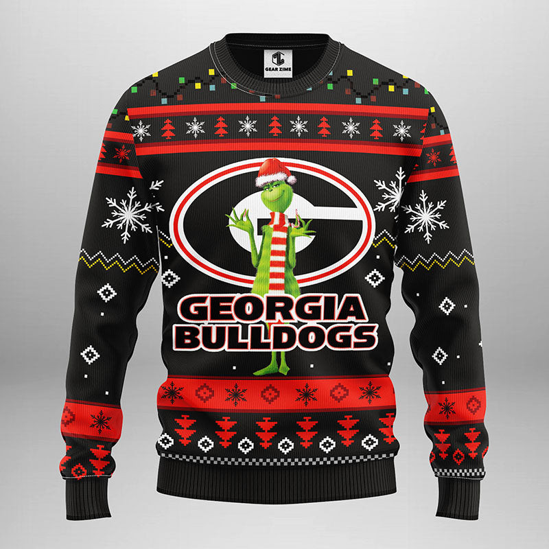 Georgia Bulldogs Funny Grinch Ugly Christmas Sweater, Grinch Xmas Sweater