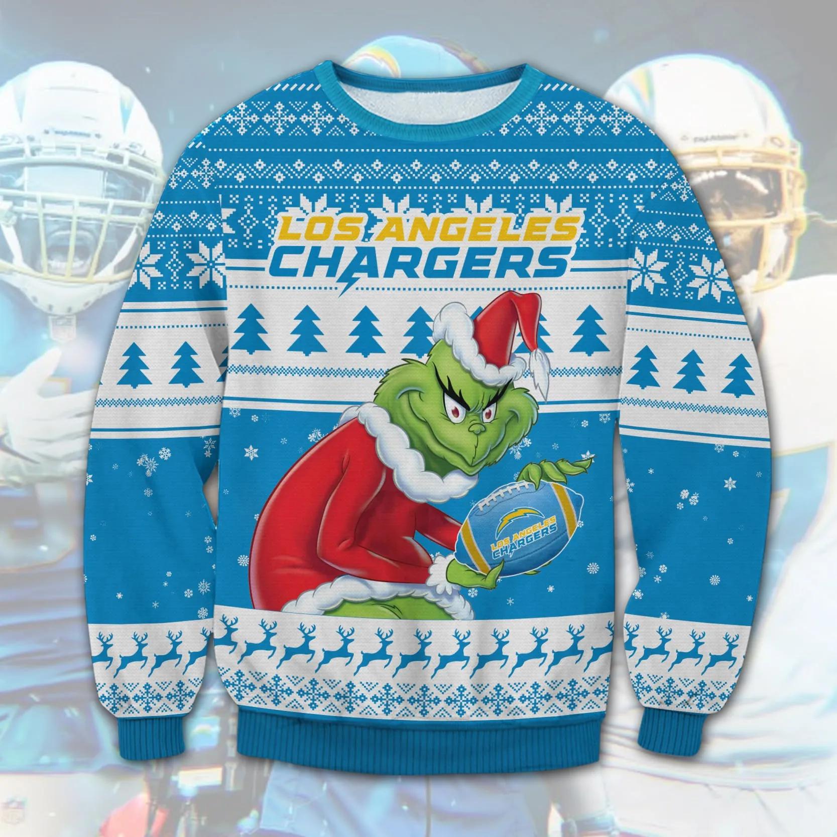 The Grinch Stolen Los Angeles Chargers Christmas Sweater, NFL Christmas Sweater