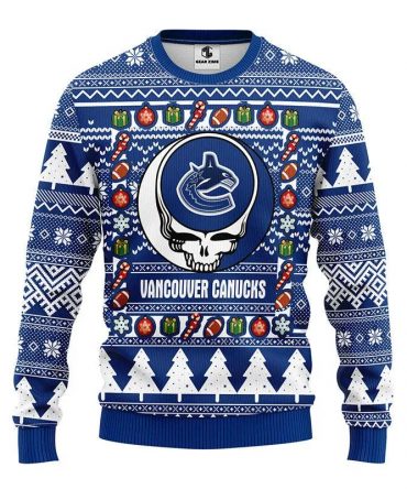Vancouver Canucks Grateful Dead Ugly Christmas Sweater, NHL Christmas Sweater