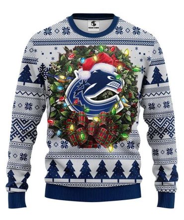 Vancouver Canucks Santa Hat Ugly Christmas Sweater, NHL Christmas Sweater